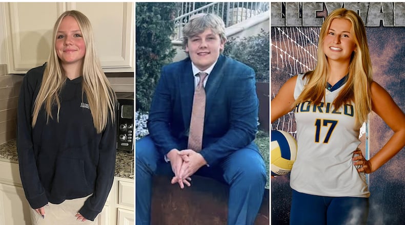 Metro Atlanta students (from left) Jaylyn Fehr, Jackson Mobley and Charlotte Martin were killed Monday in a Florida car crash. (Photos from GoFundMe, Horizon Christian Academy Facebook, GoFundme)
