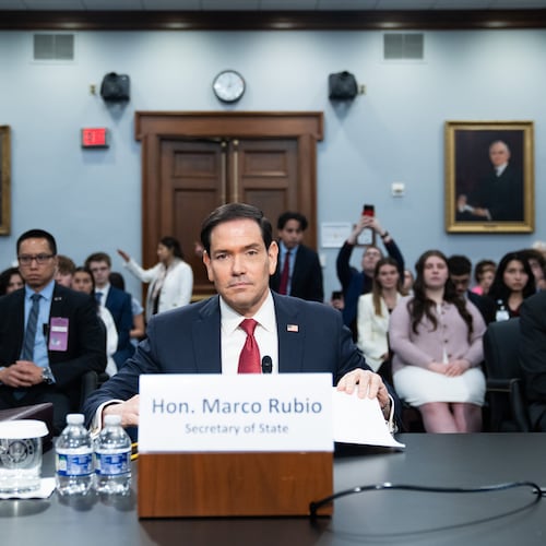 Secretary of State Marco Rubio testifies before the House Appropriations Committee, Tuesday, June 2, 2026 in Washington. (AP Photo/Allison Robbert)
