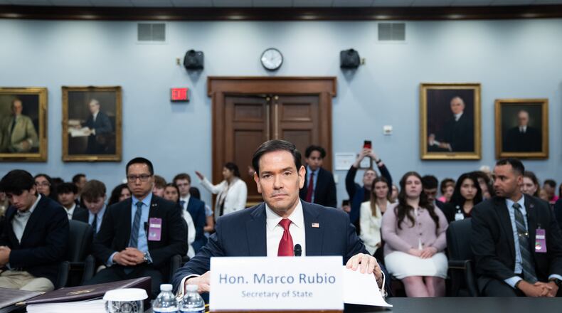 Secretary of State Marco Rubio testifies before the House Appropriations Committee, Tuesday, June 2, 2026 in Washington. (AP Photo/Allison Robbert)