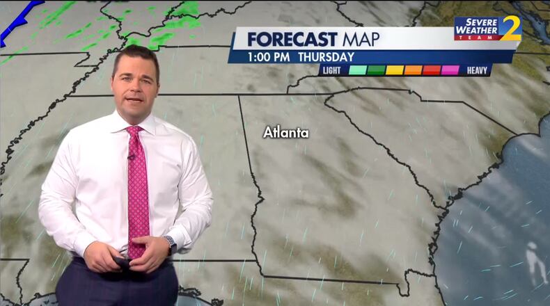 North Georgia will warm up to the mid-50s Thursday under more cloud cover, according to Channel 2 Action News.