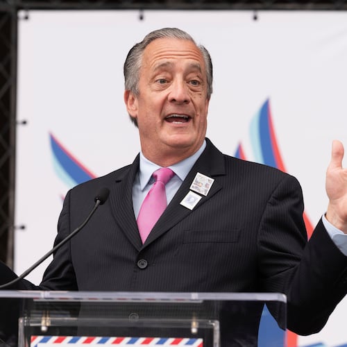 FILE - Postmaster General David Steiner speaks at an event marking the 250th anniversary of postal service's founding, July 23, 2025, in Washington. (AP Photo/Cliff Owen, File)