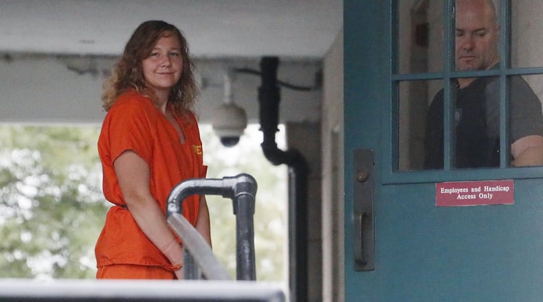 Reality Winner, who pleaded guilty in June to leaking top-secret government documents about Russian meddling in the 2016 election, arrives at the federal courthouse in Augusta Thursday. BOB ANDRES /BANDRES@AJC.COM