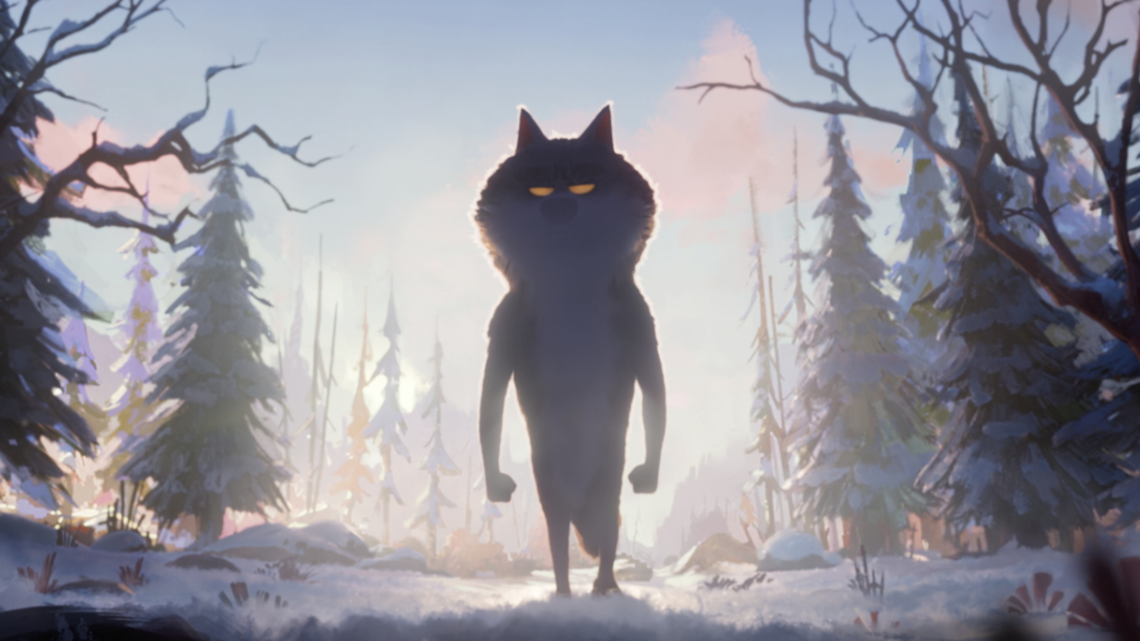 This image taken from video and released by agency Romance shows a scene of the two-and-a-half-minute film 'Unloved' created for the French supermarket company Intermarche, that tells the story of a lonely wolf who chooses to change. (Romance/Illogic Studios (Wizz)/Nadège Loiseau/Wibke Rauers via AP)