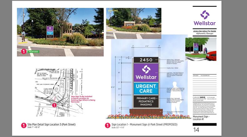 Alpharetta recently approved a sign exception to allow additional wall signs and increase the height of monument signs at Wellstar’s medical office building, 2450 Old Milton Parkway. (Courtesy City of Alpharetta)