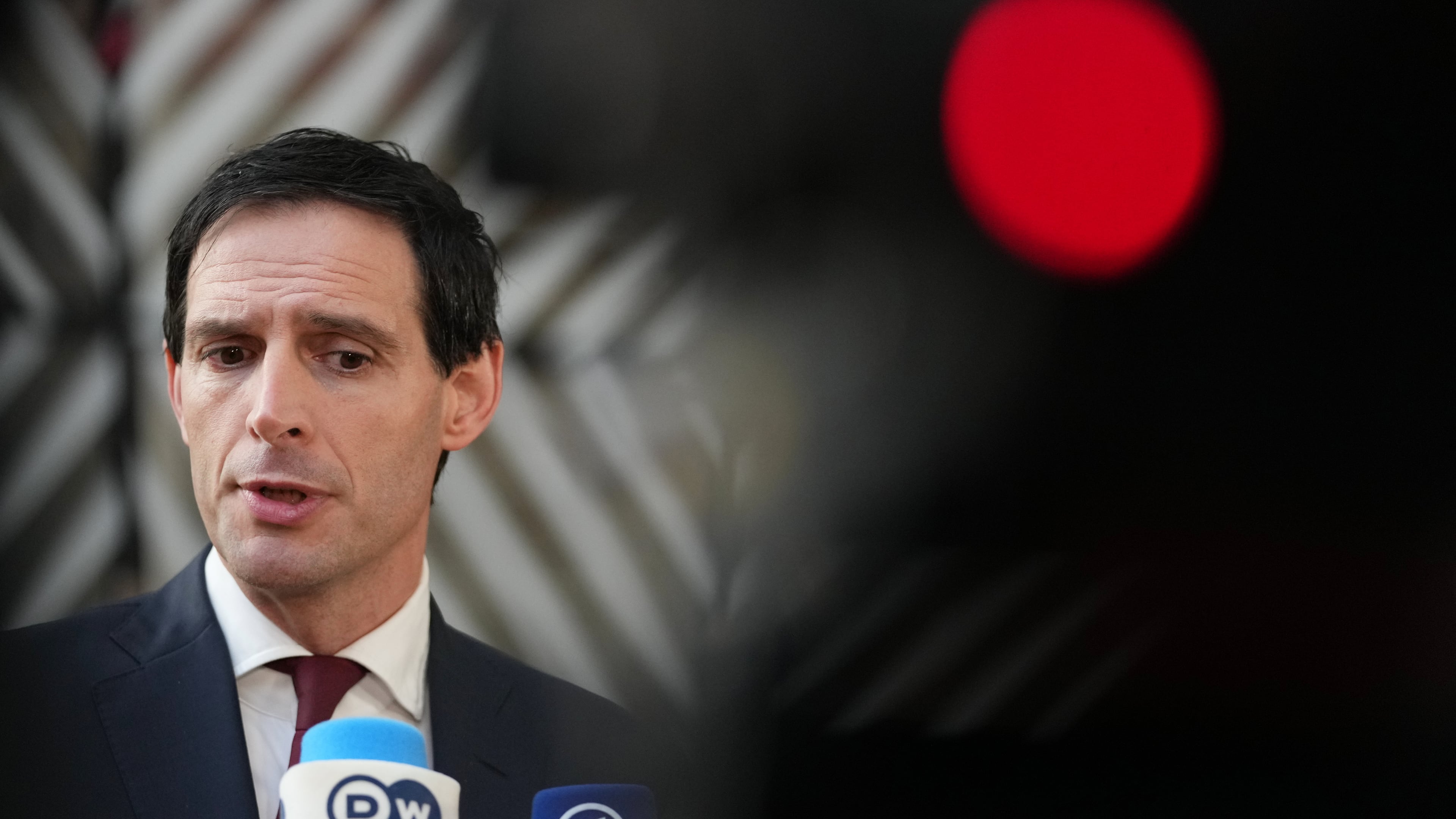 European Commissioner for Climate, Net-Zero and Clean Growth Wopke Hoekstra speaks with the media as he arrives for a meeting of EU Environment ministers at the European Council building in Brussels, Belgium, Tuesday, Nov. 4, 2025. (AP Photo/Virginia Mayo)