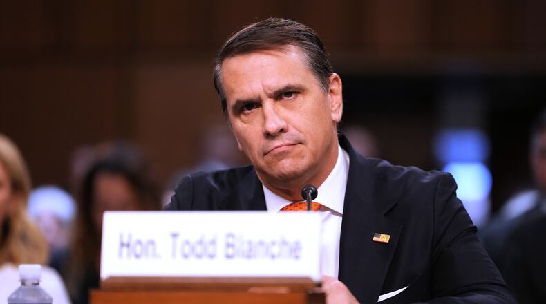 FILE - Acting Attorney General Todd Blanche appears before the Senate Judiciary Committee on Capitol Hill in Washington, July 15, 2026. (AP Photo/Mark Schiefelbein, File)