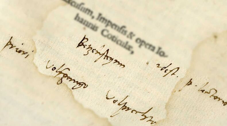 Ulrich Bubenheimer, a retired professor from Georg-August-Universität in Göttingen, Germany, and a leading expert on Luther, discovered this new example of Martin Luther’s handwriting while working with a printed bibliography in Pitts Theology Library at Emory University’s Candler School of Theology Richard C. Kessler Reformation Collection. PHOTO CONTRIBUTED