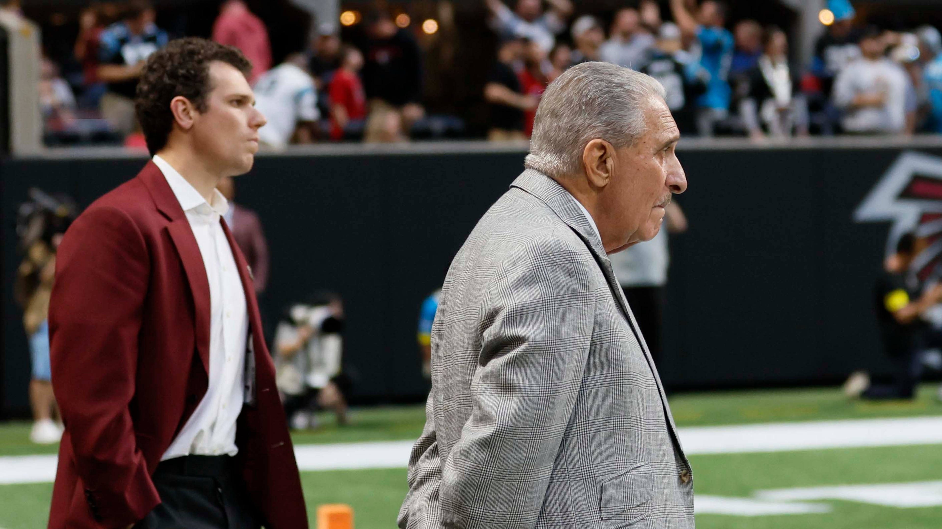 Atlanta Falcons owner Arthur Blank watches as Carolina Panthers kicker Ryan Fitzgerald makes the game-winning field goal to beat the Atlanta Falcons 30-27 in overtime. The Falcons' loss was their fifth straight and dropped them to 3-7. (Miguel Martinez/AJC)