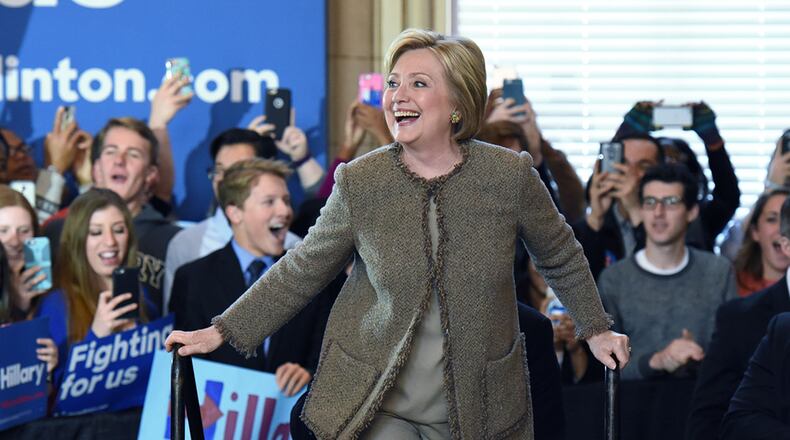 Democratic presidential candidate Hillary Clinton attends the Atlanta Hillary For America "Early Vote Organizing Event" at Atlanta City Hall on Feb. 26. When asked Wednesday if she would drop out of the race if indicted, Clinton responded: “Oh, for goodness – that is not going to happen. I’m not even answering that question.”