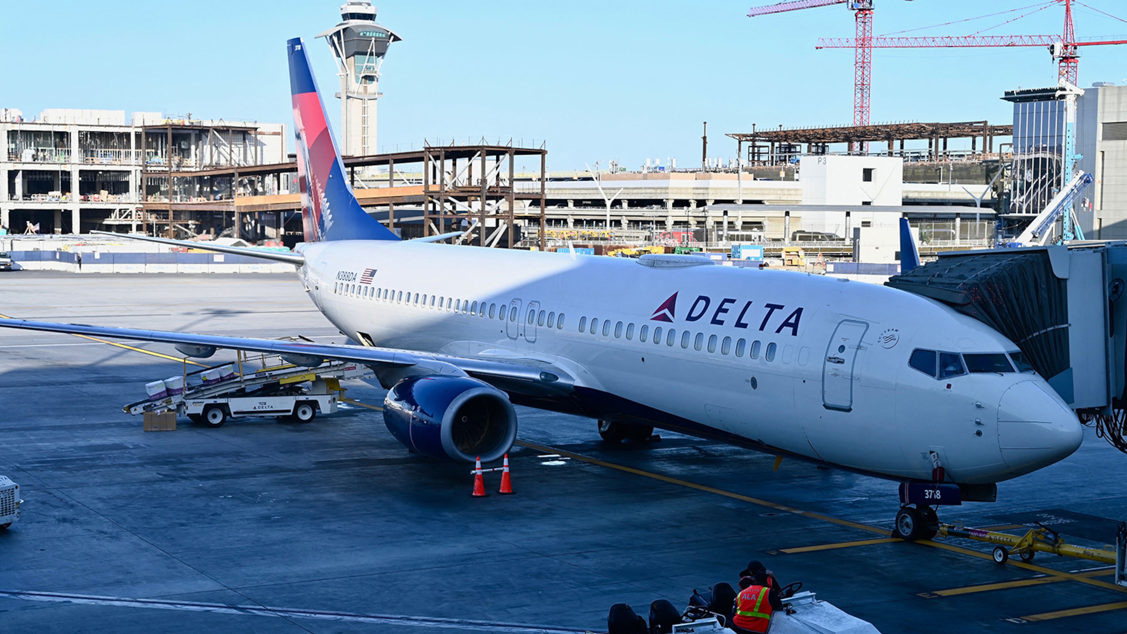 A Delta Air Lines Boeing 737 MAX is seen at Los Angeles International Airport on June 19, 2022. (Daniel Slim/AFP via Getty Images)