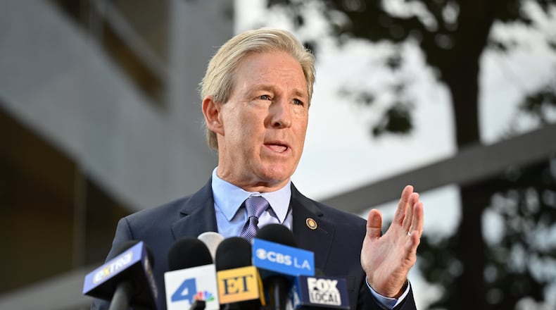 Ventura County District Attorney Erik Nasarenko speaks following the arraignment of singer Britney Spears on DUI charges at the Ventura County Superior Court, Monday, May 4, 2026, in Ventura, Calif. (AP Photo/William Liang)