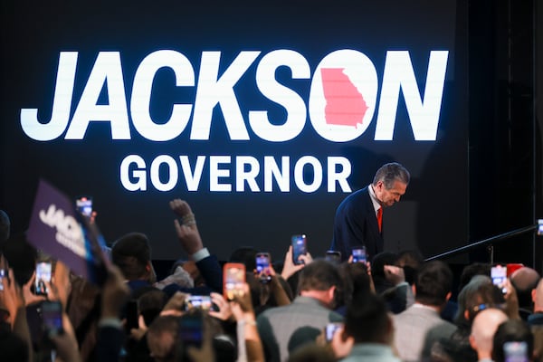Georgia gubernatorial candidate Rick Jackson walks up the steps before he speaks during his election night party at the Westin Atlanta Perimeter North during the 2026 Georgia primary elections runoff on Tuesday, June 16, 2026. (Jason Getz/AJC)