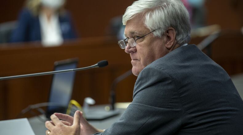 Georgia Sen. Bill Cowsert, R-Athens, added an amendment to House Bill 426 that would add first responders as a protected class in Georgia’s proposed hate-crimes law. The amendment passed the committee with no support from Democrats. (ALYSSA POINTER / ALYSSA.POINTER@AJC.COM)