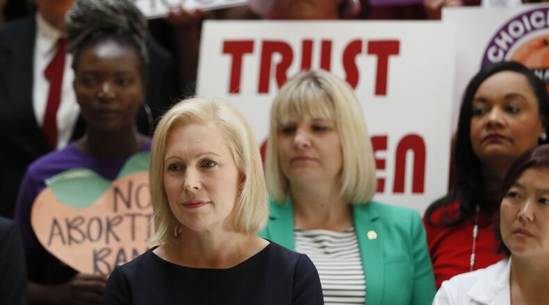 Democratic presidential candidate Kirsten Gillibrand, a U.S. senator from New York, held a roundtable discussion at the state Capitol with stakeholders to discuss abortion bans in Georgia and across the country. Bob Andres/bandres@ajc.com