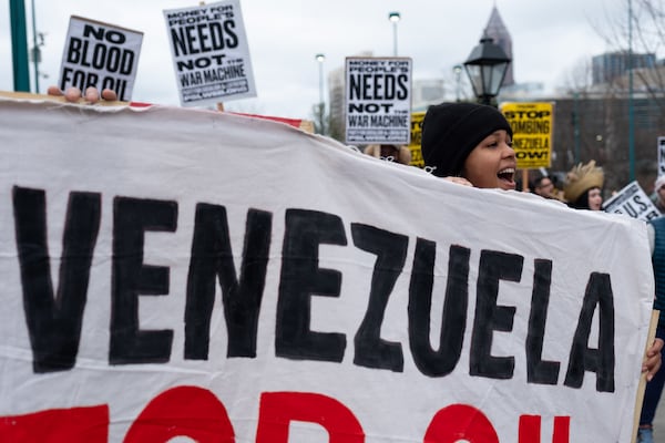 Organizers gathered downtown over the weekend to protest U.S. military action in Venezuela.