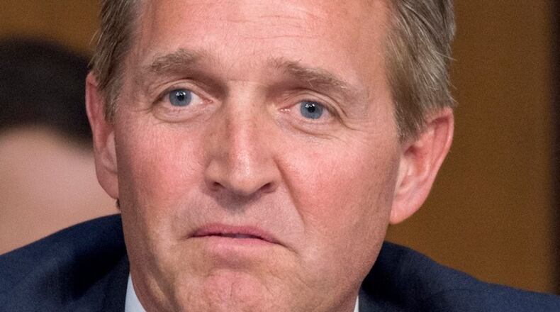 U.S. Senator Jeff Flake (R-Ariz.) questions Judge Neil Gorsuch as he testifies before the Senate Judiciary Committee on March 22, 2017 on Capitol Hill in Washington, D.C. (Ron Sachs/CNP/Sipa USA/TNS)