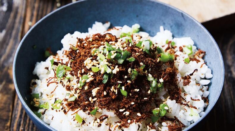 Rousong, also known as pork floss, is made from braised, then pan-dried shredded pork tenderloin. It is often served atop rice porridge — congee, jook — that east Asians serve to the young, old and infirmed. CONTRIBUTED BY AUBRIE PICK; USED WITH PERMISSION OF STOREY PUBLISHING