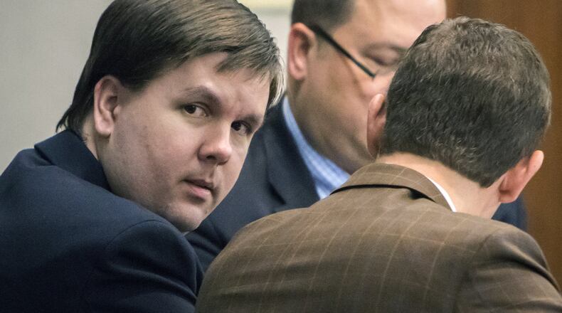 Justin Ross Harris with his attorneys during his murder trial in Brunswick, Ga. (Stephen B. Morton/Atlanta Journal-Constitution via AP, Pool)