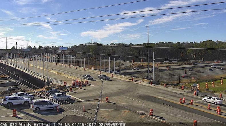 A look at Windy Hill Road and I-75 overpass bridge on Thursday, Jan. 26, 2017 at 3 p.m. from a traffic camera