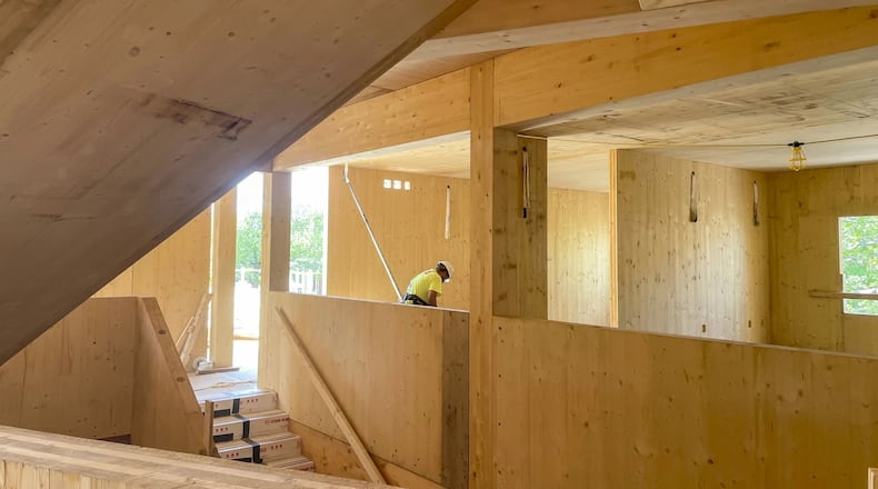 The second affordable housing project in the country to use the “mass timber” construction system is a 69-unit affordable housing project in New Haven, Conn.
Abigail Brone/Connecticut Public Radio