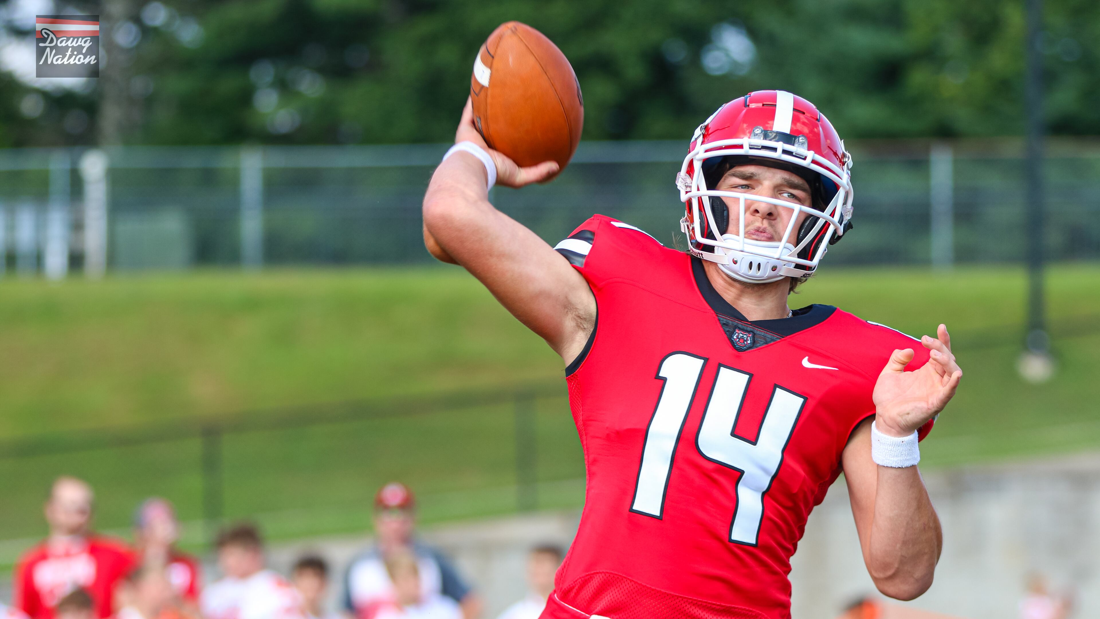 In his four-year career as the starting quarterback at Rabun County, Gunner Stockton — pictured in 2021 — broke state records held by future NFL first-round draft picks Trevor Lawrence and Deshaun Watson. (Jeff Sentell/AJC 2021)