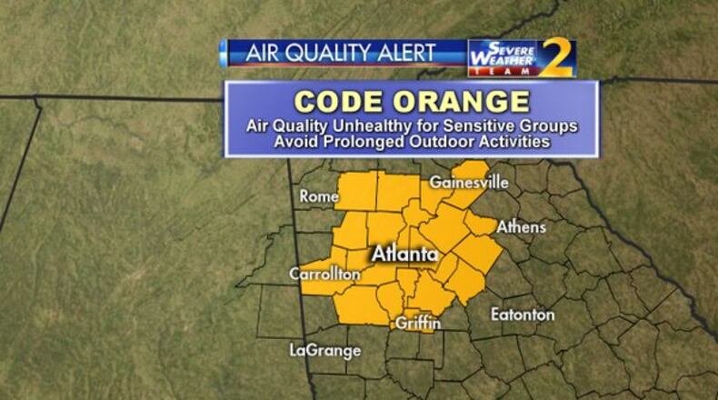 Metro Atlanta was included in a code orange smog alert on Tues., May 31, 2016. (Credit: Channel 2 Action News)
