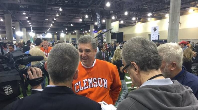 D-Rad at Media Day. I'm in there, too. (Chip Towers/AJC photo)