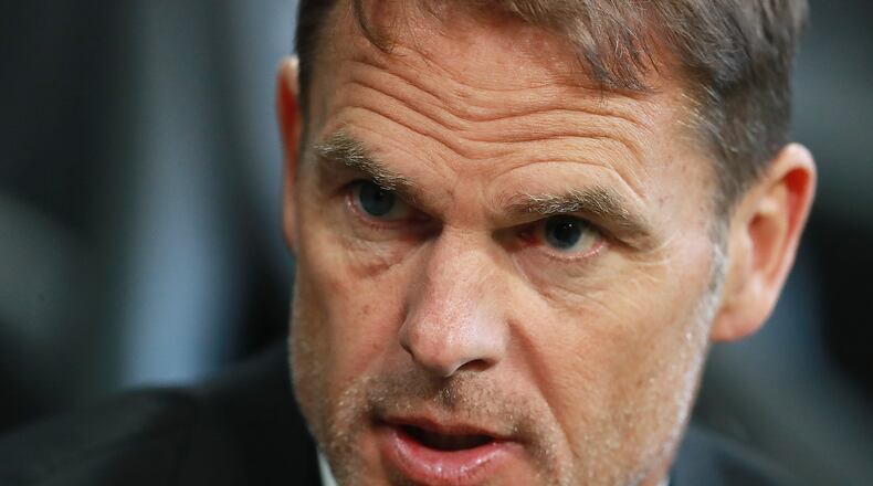 March 17, 2019 Atlanta: Atlanta United head coach Frank de Boer gives an interview as the team arrives to play Philadelphia Union in a MLS soccer match on Sunday, March 17, 2019, in Atlanta. Curtis Compton/ccompton@ajc.com