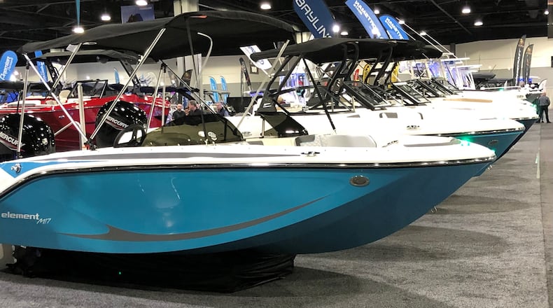 Boats are on display on the floor of the Atlanta Boat Show Jan. 12-15, 2023, at the Georgia World Congress Center. Source: Atlanta Boat Show
