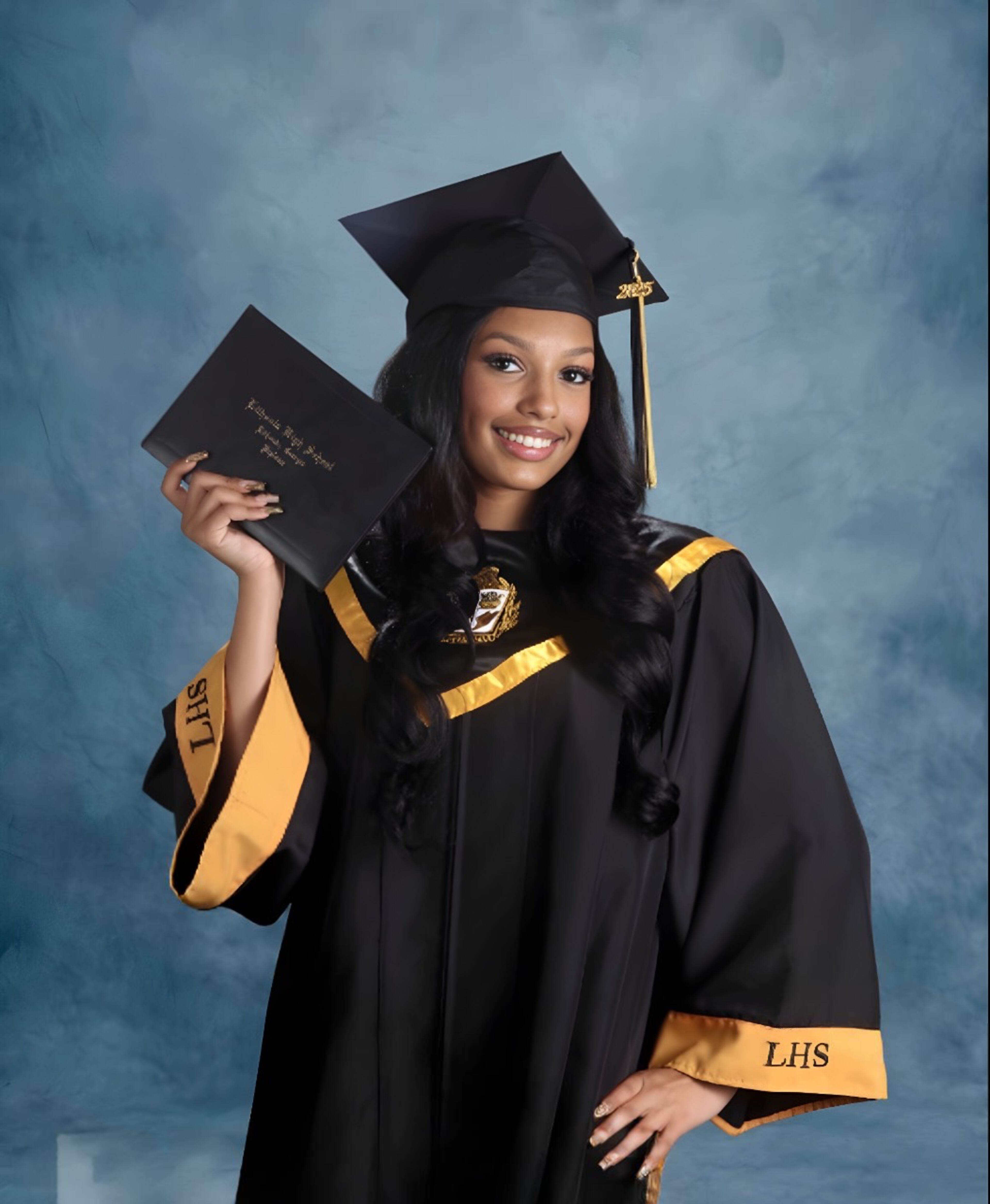 Samaya Awadh is the 2025 valedictorian of Lithonia High School in DeKalb County. Awadh plans to study business administration at the University of Georgia. "I’m scared that the climate of our country will continue to push prejudice toward immigrants and people of color. I believe in a better future for everyone." (Handout)