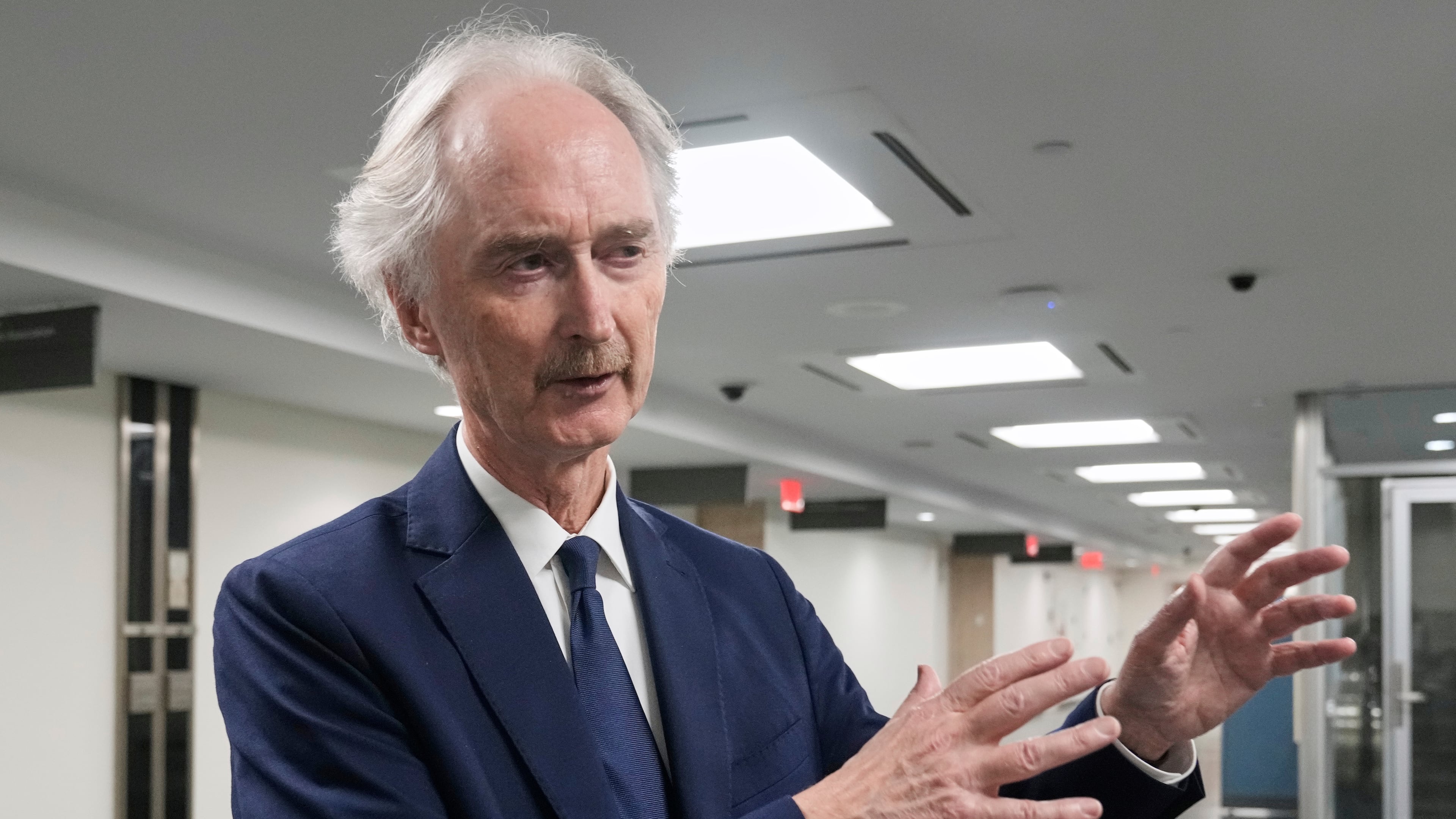 Geir Pedersen, the official who steered the United Nations diplomacy in Syria for nearly seven turbulent years, is interviewed at UN headquarters, Thursday, Sept. 18, 2025. (AP Photo/Richard Drew)