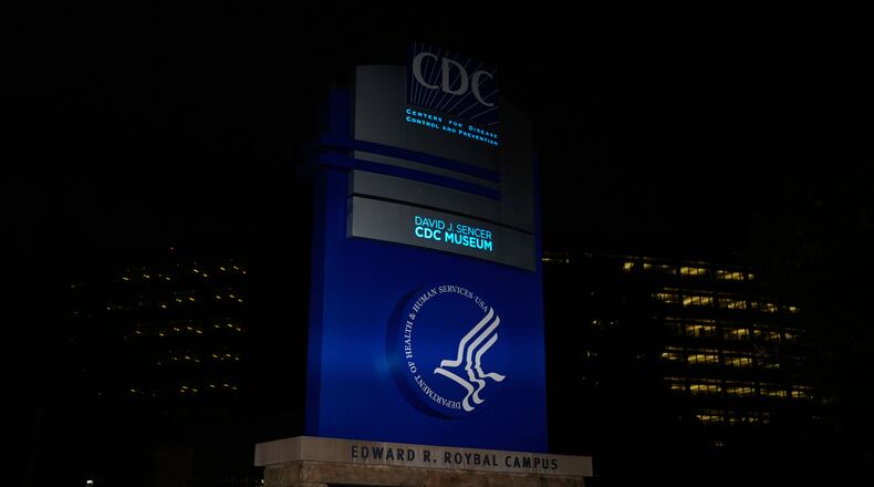 FILE - A sign marks the entrance to the U.S. Centers for Disease Control and Prevention headquarters Wednesday, Aug. 27, 2025, in Atlanta. (AP Photo/Brynn Anderson, File)