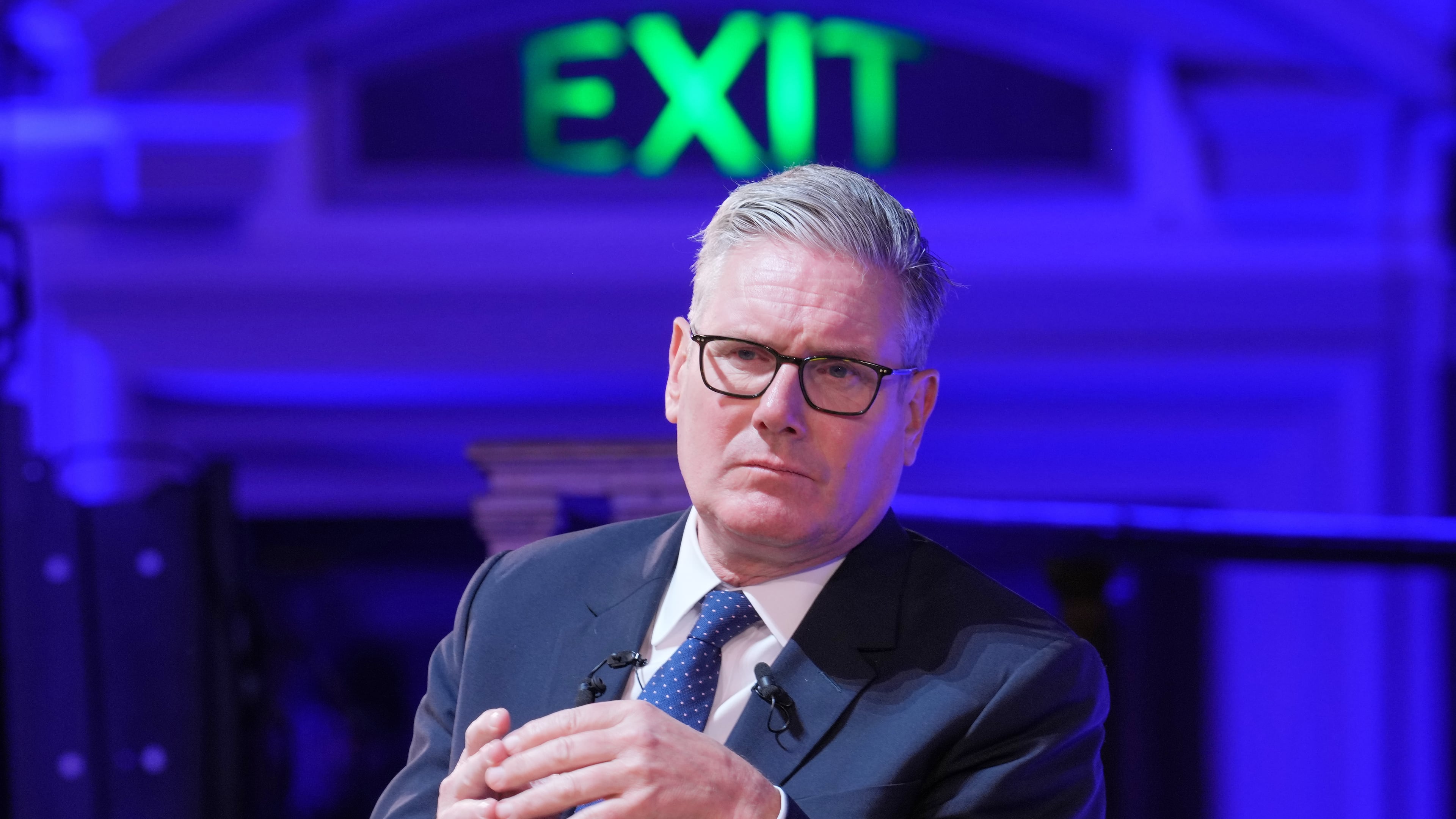 Britain's Prime Minister Keir Starmer listens during a pannel discussion at the Progress Global Action Summit, in London, Friday, Sept. 26, 2025. (AP Photo/Kin Cheung)