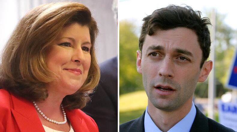 Karen Handel and Jon Ossoff. AJC FILE PHOTO