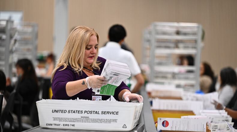 FILE - Ballots are counted at the L.A. County Ballot Processing Center during the California primary election, June 2, 2026, in City of Industry, Calif. (AP Photo/William Liang, File)