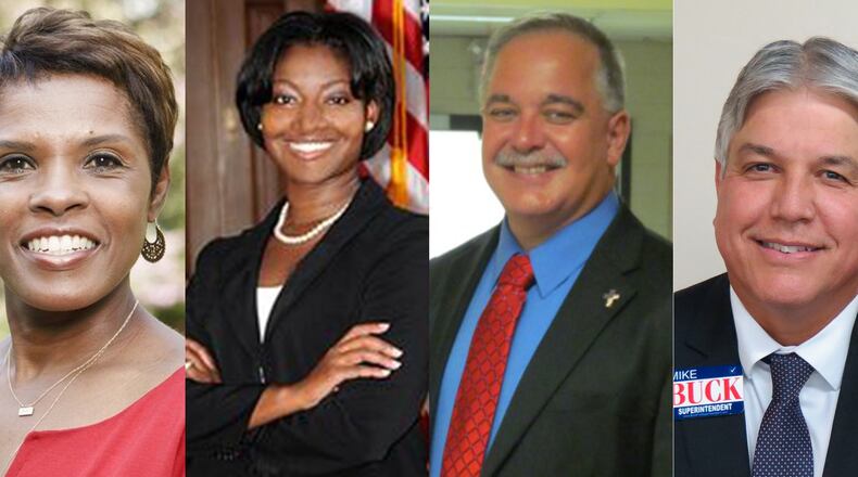 The four candidates for state school superintendent in the Tuesday runoff (from left): Democrats Valarie Wilson and Alisha Thomas Morgan, and Republicans Richard Woods and Mike Buck.