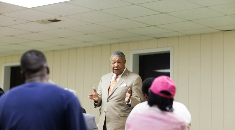Robb Pitts, who is running for the chair of Fulton County, speaks to a group of people during a candidate forum at the Cliftondale Community Club in College Park, Monday, Oct. 10, 2017, in Atlanta. BRANDEN CAMP/SPECIAL