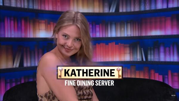 Season 27 "Big Brother" contestant Katherine Woodman (seen this screenshot) is a University of South Carolina graduate who grew up in metro Atlanta and is identified as a "fine dining server."