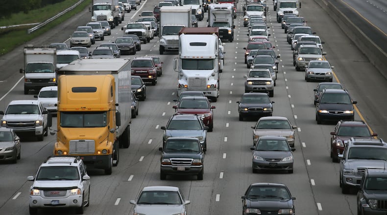 Traffic on I-75 as seen from Allgood Road, south of the I-575 merge on Aug. 19, 2014. Credit Bob Andres AJC bandres@ajc.com