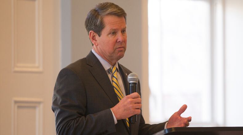 Secretary of State Brian Kemp addresses the public during a transportation policy forum at the Georgia Freight Depot in Atlanta, Georgia on Wednesday, January 24, 2018. The forum served as a chance for governor and lieutenant governor candidates to voice their plans for transportation policies if elected. (REANN HUBER/REANN.HUBER@AJC.COM)