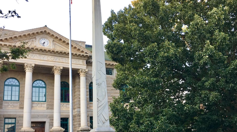 The obelisk in Decatur Square has recently become the subject of a petition to see it removed and one to ensure it remains. Bill Banks for the AJC