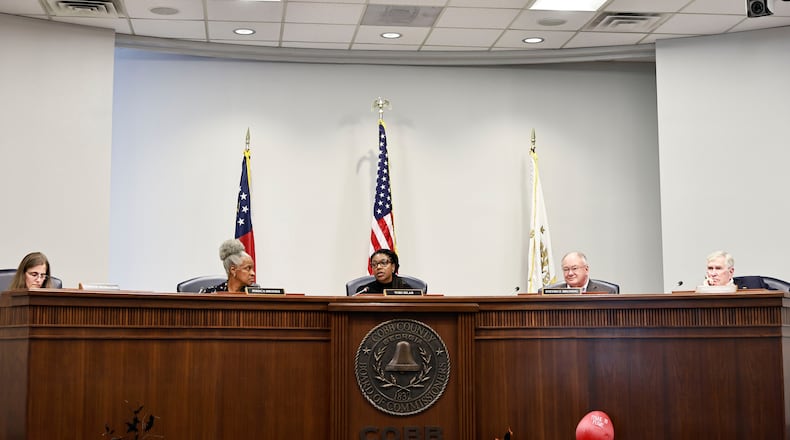 The Cobb County Elections Board as seen on Oct. 10, 2022. The board opted not to request a court judgment on the county commission's move to amend its own district map, leaving the question undecided until someone brings a legal challenge. (Natrice Miller/The Atlanta Journal-Constitution/TNS)