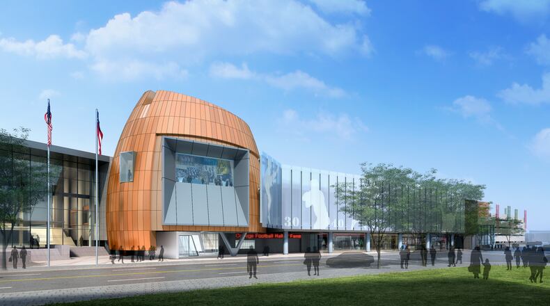 Artist’s rendering of the College Football Hall of Fame, which will be built on Marietta Street.