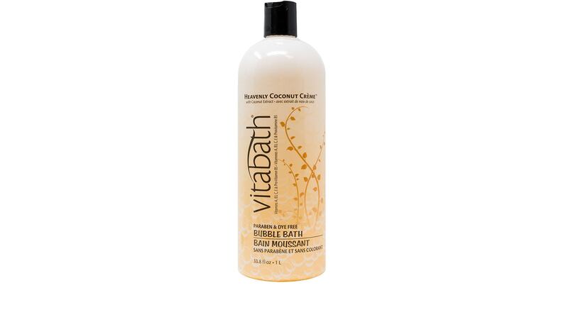 Vitabath Heavenly Coconut Crème Bubble Bath is formulated with vitamins and an antioxidant-rich superfruit blend to nourish skin.