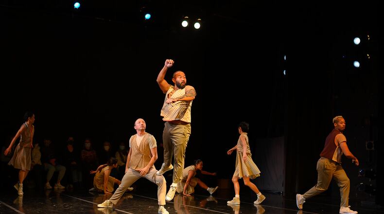 "Ikkai" weaves together modern dance, Japanese Obon folk dance and a musical score with taiko drums. Courtesy of Bruce Ghent