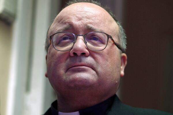 FILE - Archbishop Charles Scicluna is seen during a press conference on people who claim to have been victims of sexual abuse by members of the church, in Santiago, Chile, Feb. 20, 2018. (AP Photo/Luis Hidalgo, File)