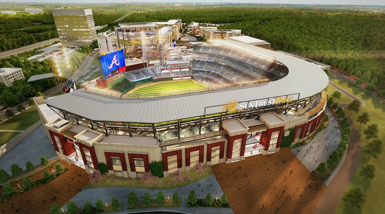 The Braves’ new stadium, SunTrust Park, opens next season. (Rendering/Braves)