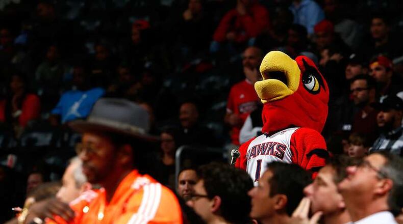Harry the Hawk is “questionable” for upcoming playoff games.Kevin C. Cox/Getty Images