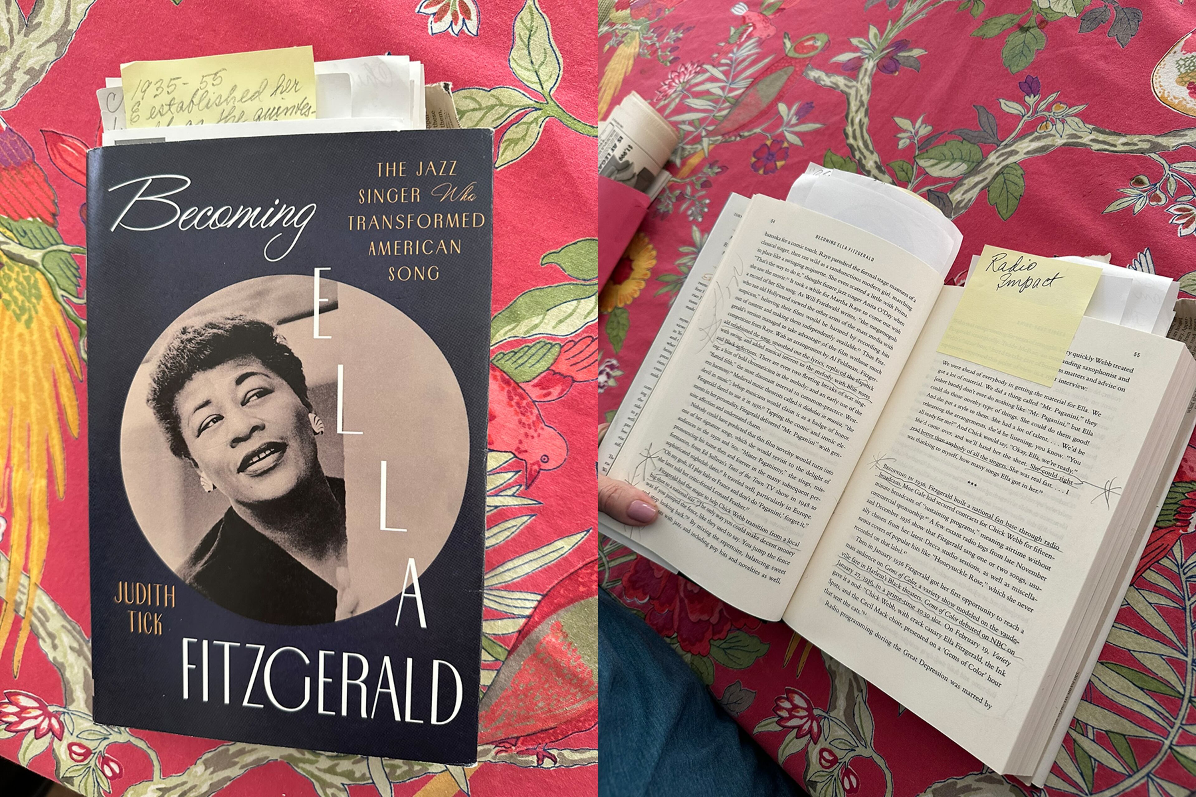 A typical way Lois Reitzes marks up a book in preparation for an interview. (Rodney Ho/AJC)