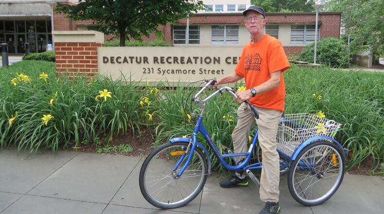 Roger Schuppert, 71, rides his adult tricycle all over Decatur, using the city’s dedicated bike lanes and pathways. Schuppert, who doesn’t own a car, previously had to walk or ride MARTA everywhere he went.